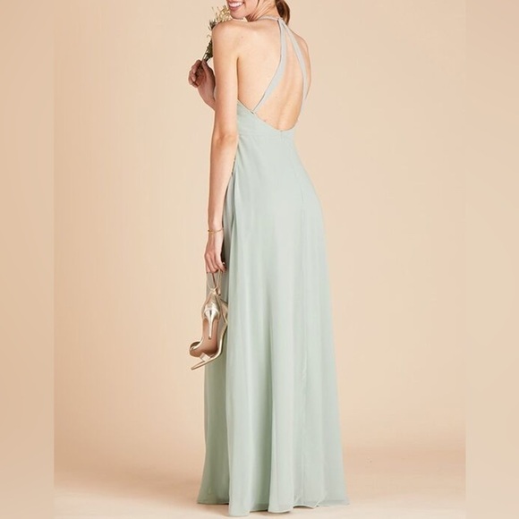Birdy Grey NWT Moni Convertible Halter Back Chiffon Bridesmaid Dress Green XS - Picture 3 of 12